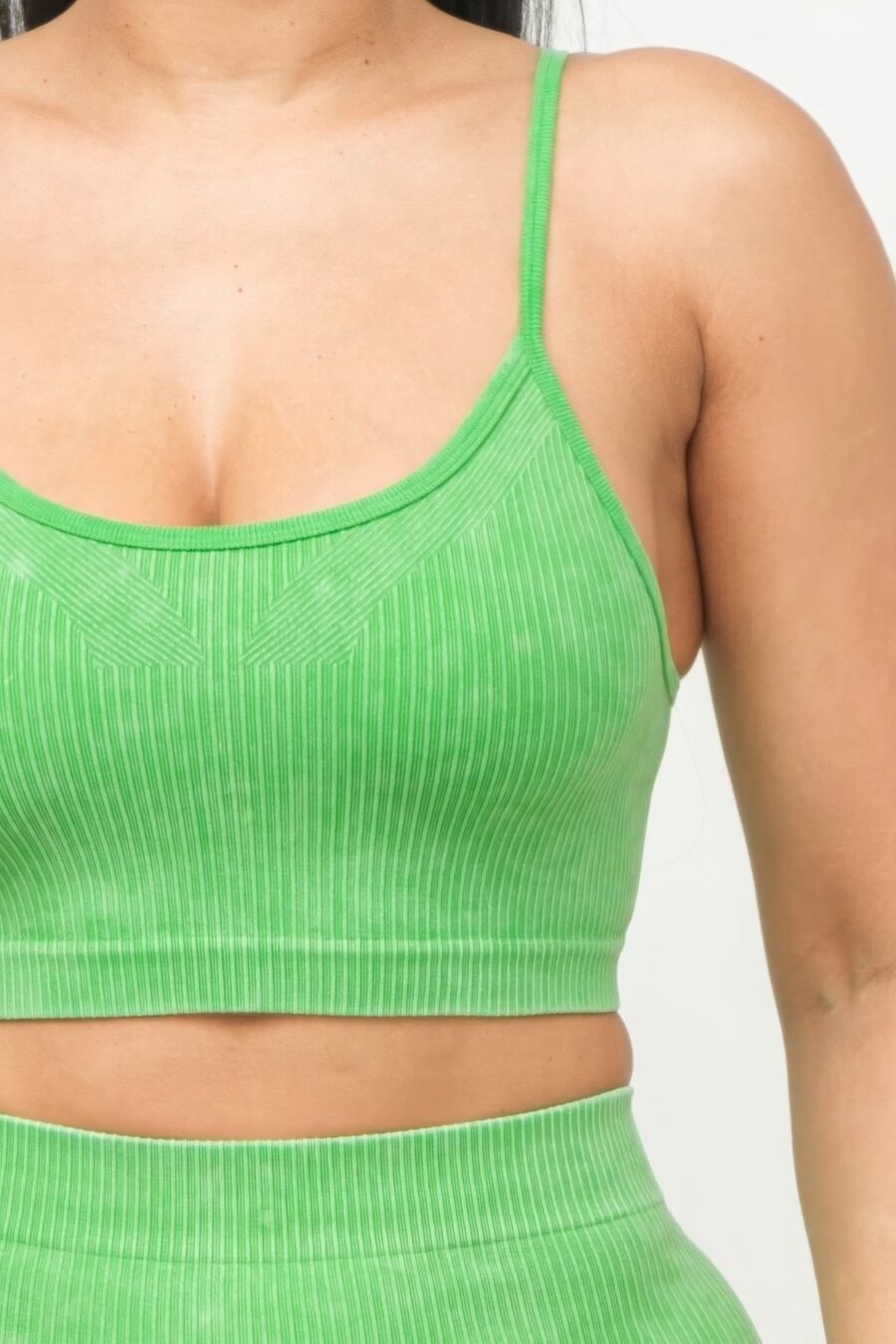 Washed seamless basic tank top and shorts set
