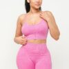 Washed Seamless Basic Tank Top And Shorts Set