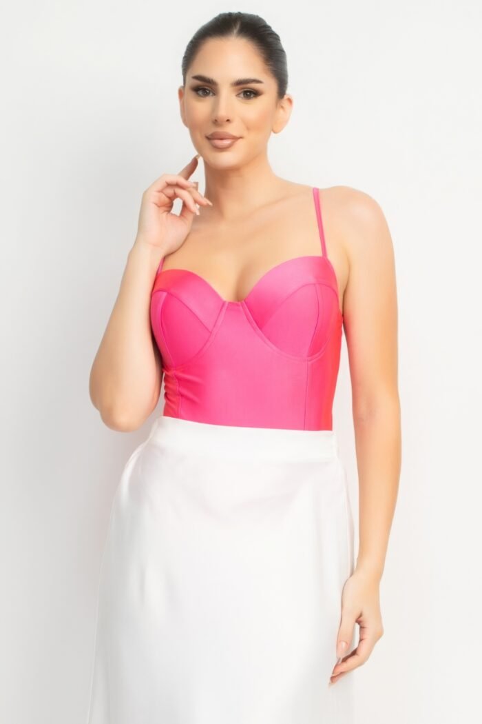 Rhinestone strap sweetheart bodysuit