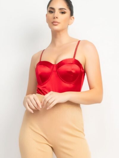 Rhinestone Strap Sweetheart Bodysuit Rhinestone Strap Sweetheart Bodysuit