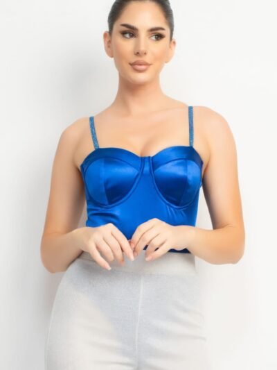 Rhinestone Strap Sweetheart Bodysuit Rhinestone Strap Sweetheart Bodysuit