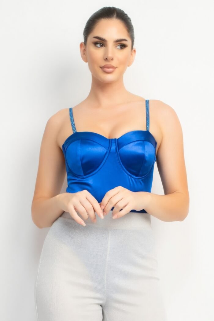 Rhinestone strap sweetheart bodysuit