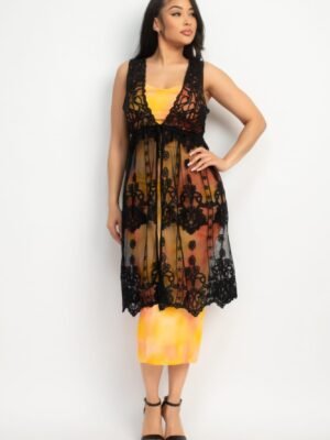 Sheer Embroidered Lace Vest Sheer Embroidered Lace Vest