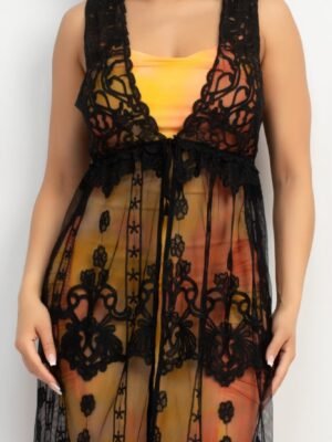 Sheer Embroidered Lace Vest Sheer Embroidered Lace Vest