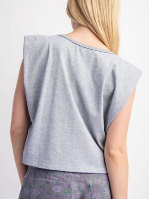 Sleeveless Crop Top With Shoulder Pads Sleeveless Crop Top With Shoulder Pads