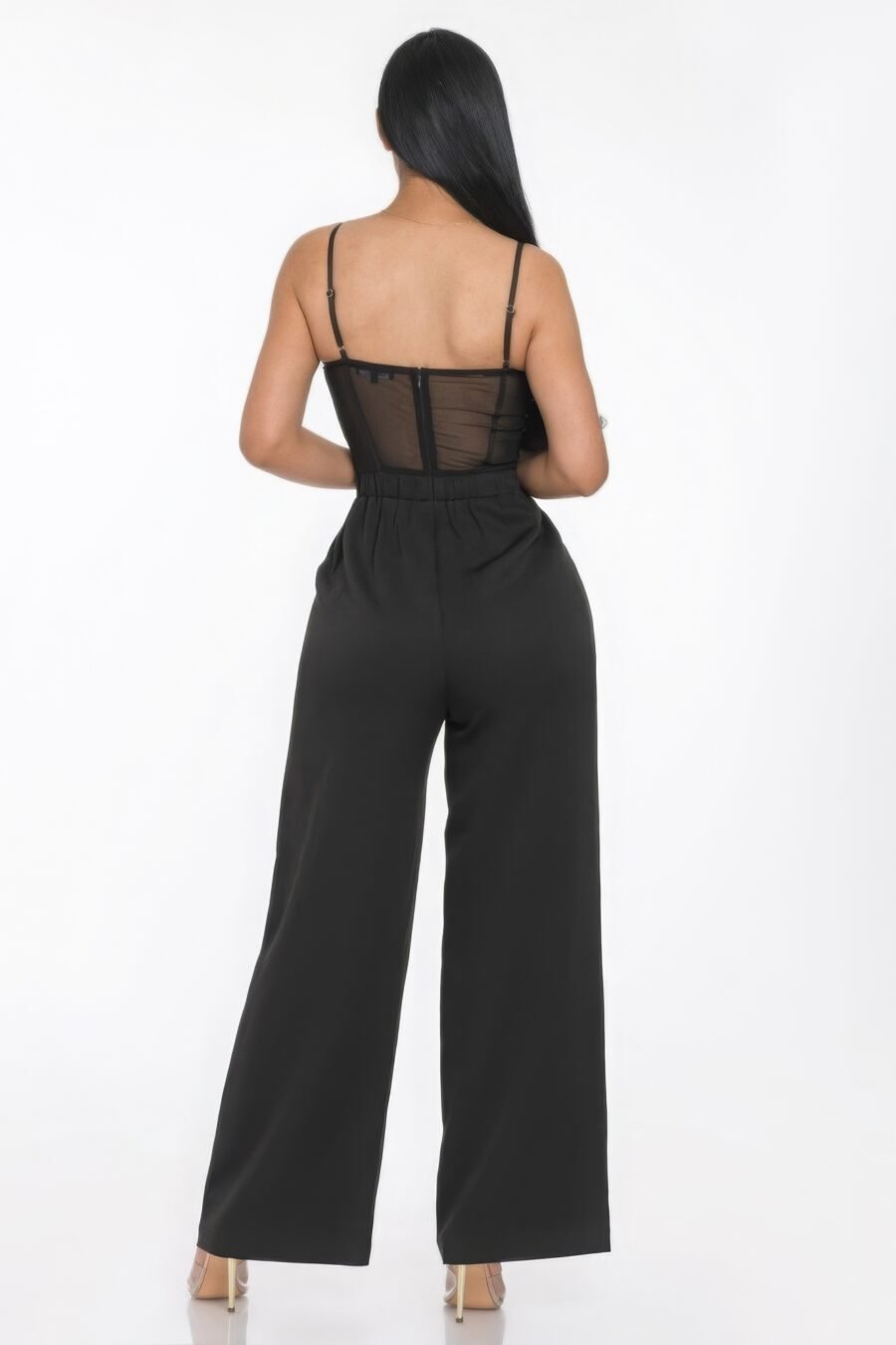 Mesh insert cup wide leg jumpsuit - image 8