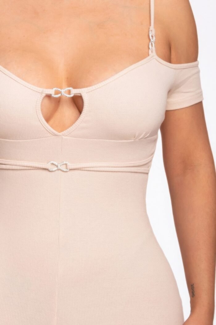 Infinity off-shoulder knitted rompers