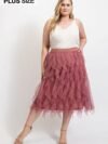 Ruffled Tulle Midi Skirt With Elastic Waist Band