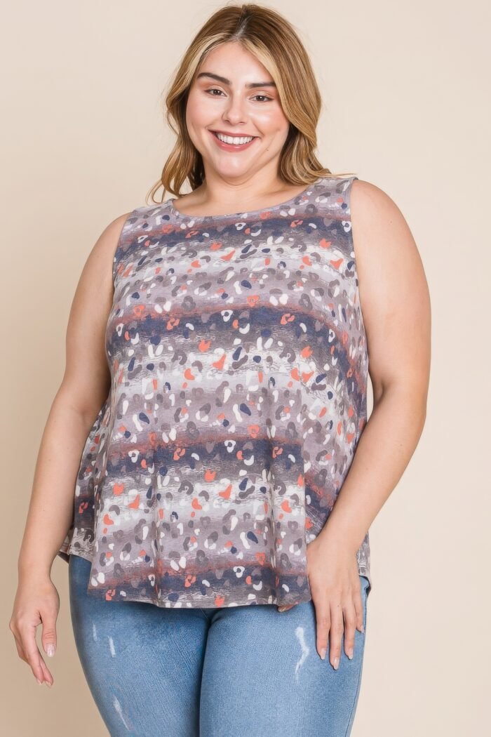 Plus size multi tie dye animal printed tunic tank - image 1