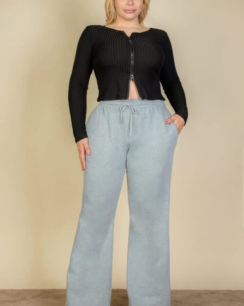 plus size drawstring waist slant pocket sweatpants