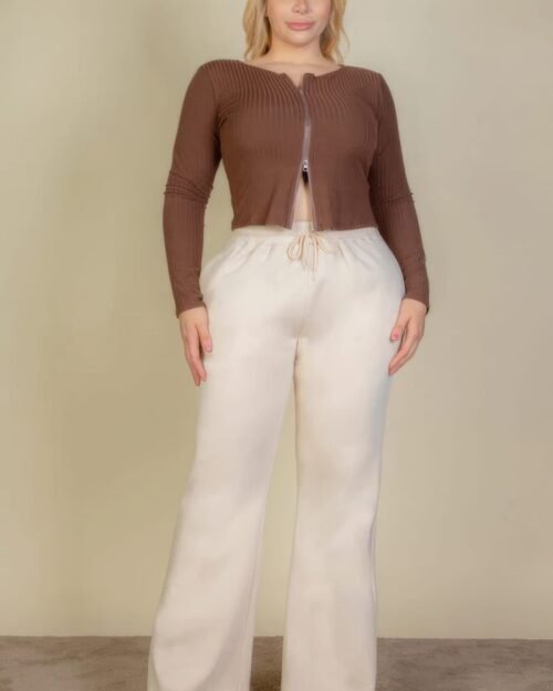 plus size drawstring waist slant pocket sweatpants