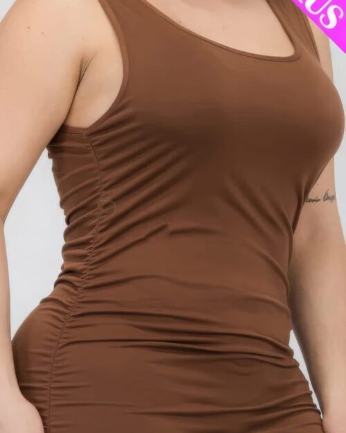 plus size square neck ruched bodycon midi dress