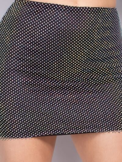 Mid-rise Rhinestone Fishnet Mini Skirt Mid-rise Rhinestone Fishnet Mini Skirt
