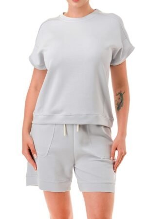 Air Cotton Monochrome Tee And Shorts Set Air Cotton Monochrome Tee And Shorts Set