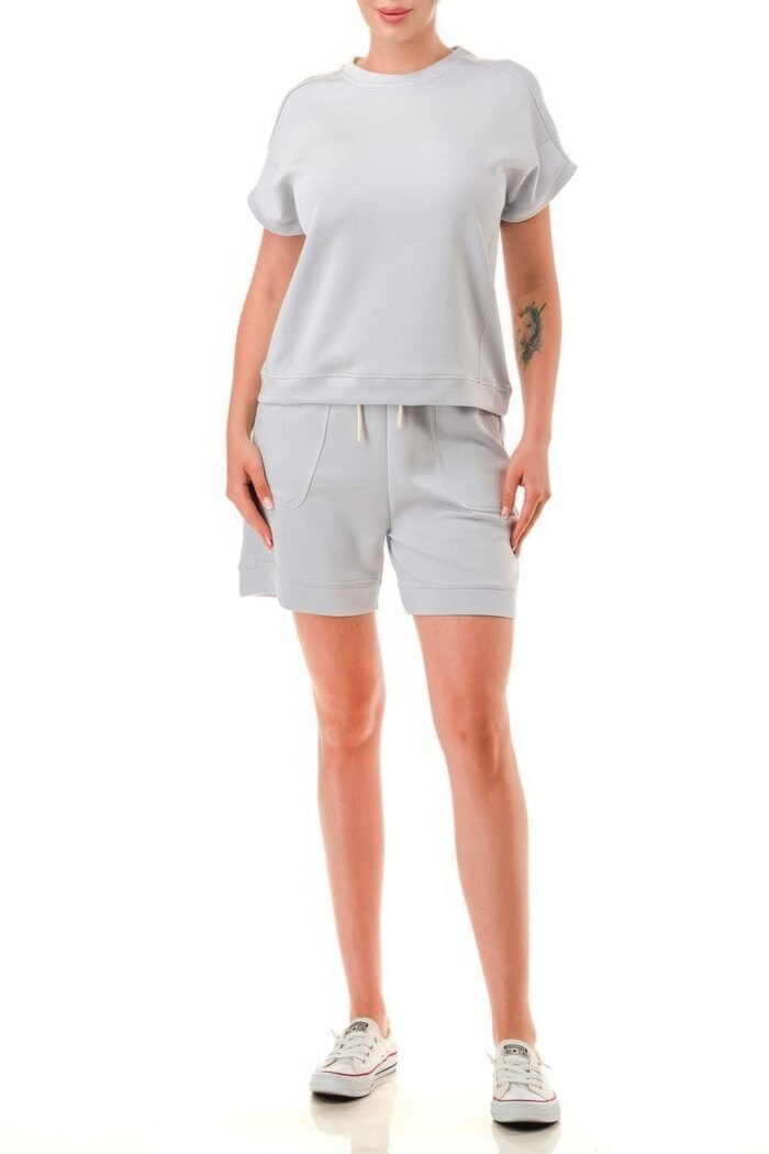 Air cotton monochrome tee and shorts set