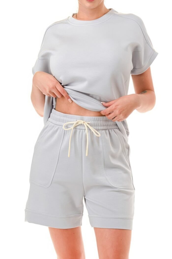 Air cotton monochrome tee and shorts set