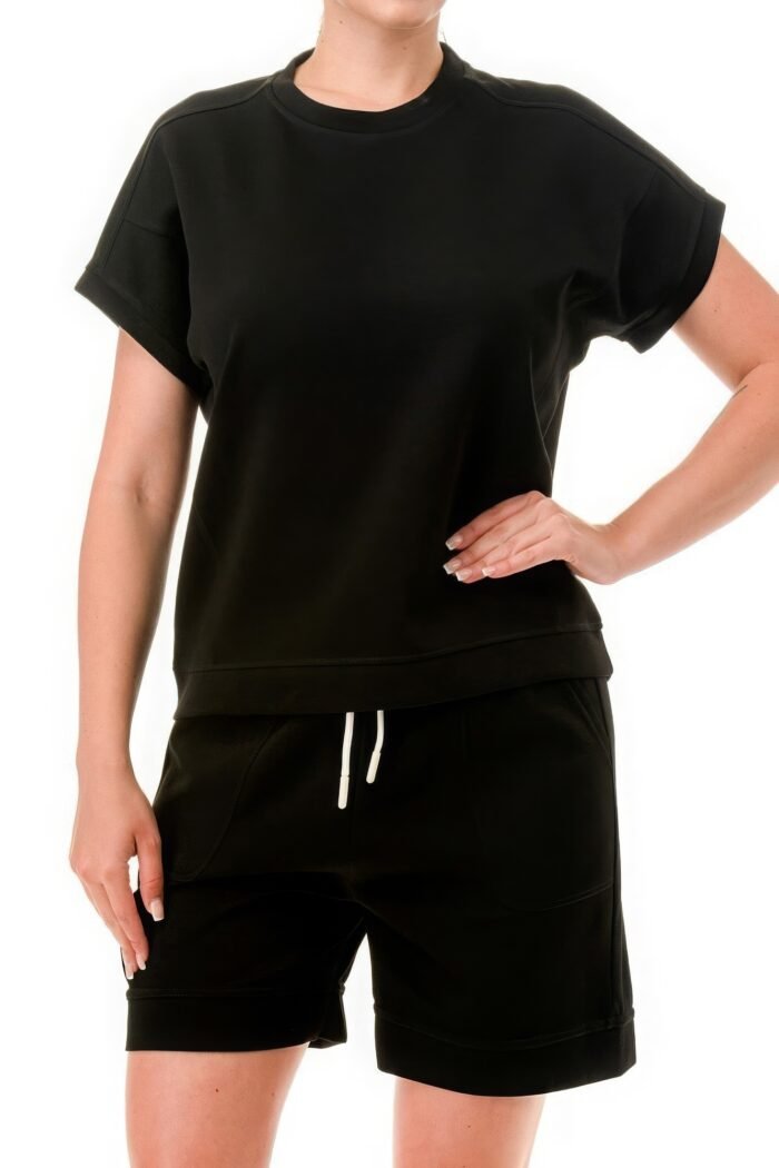 Air cotton monochrome tee and shorts set