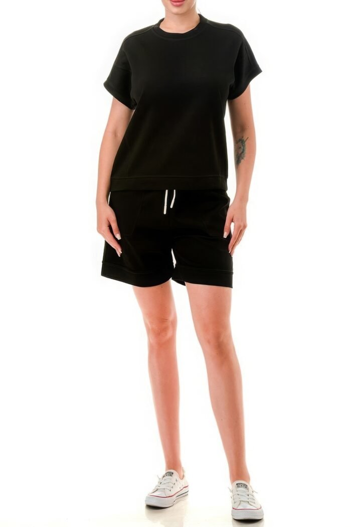 Air cotton monochrome tee and shorts set