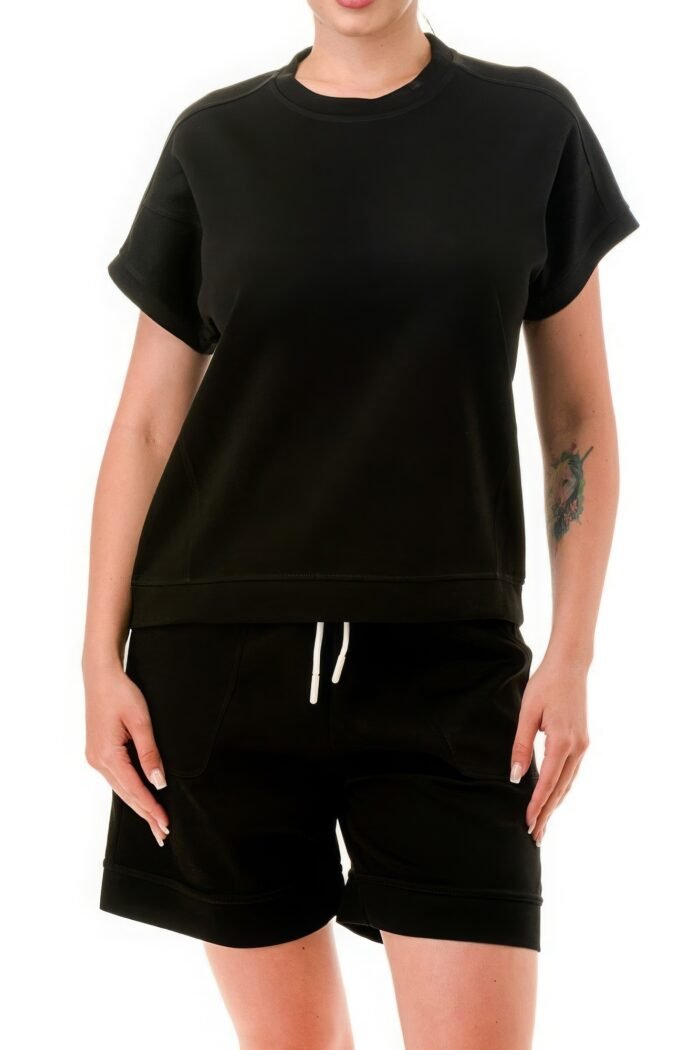 Air cotton monochrome tee and shorts set