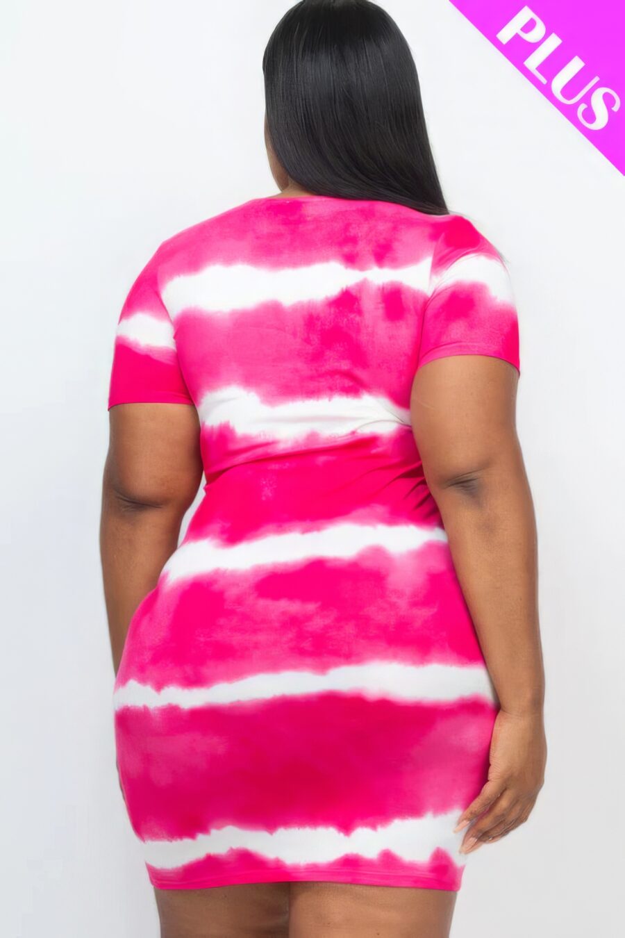 Plus size tie-dye print bodycon dress