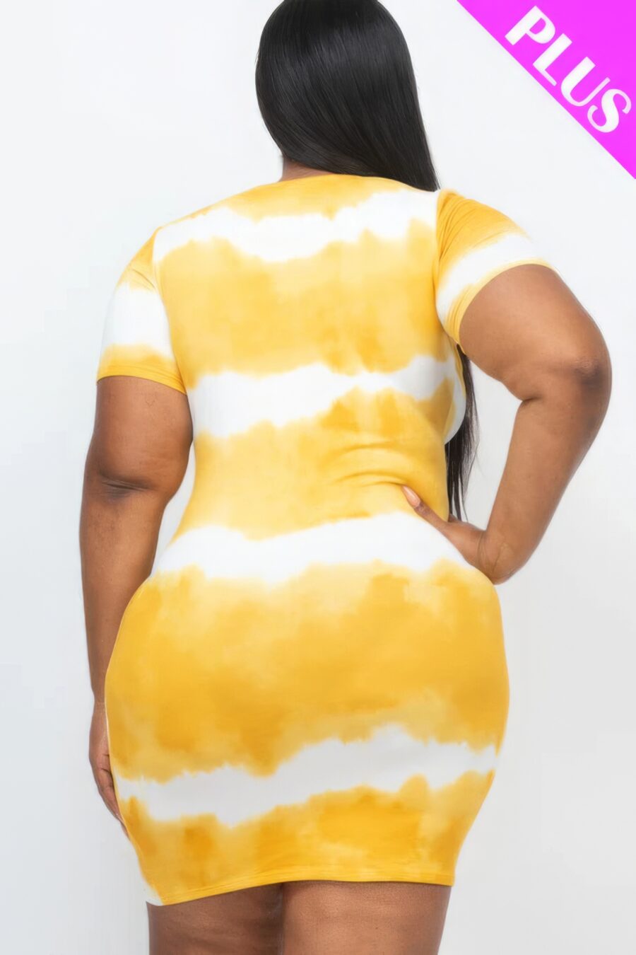 Plus size tie-dye print bodycon dress