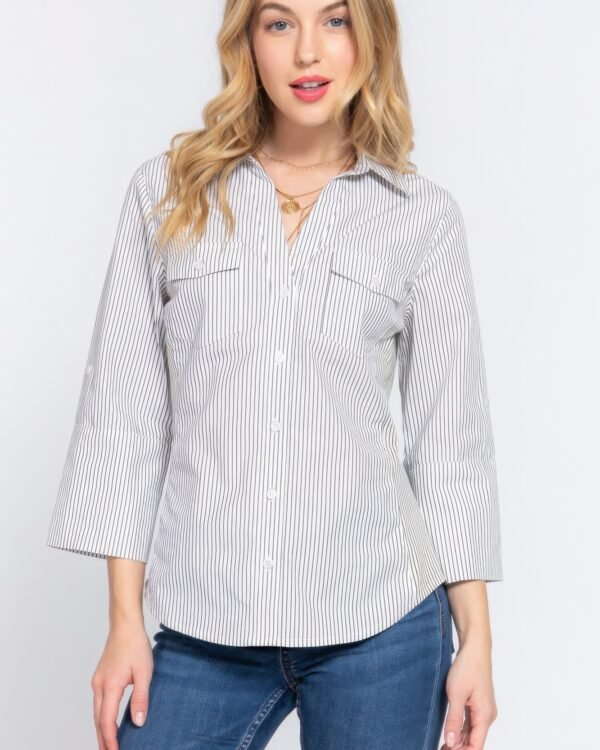 Long Slv Y/d Stripe Woven Shirt