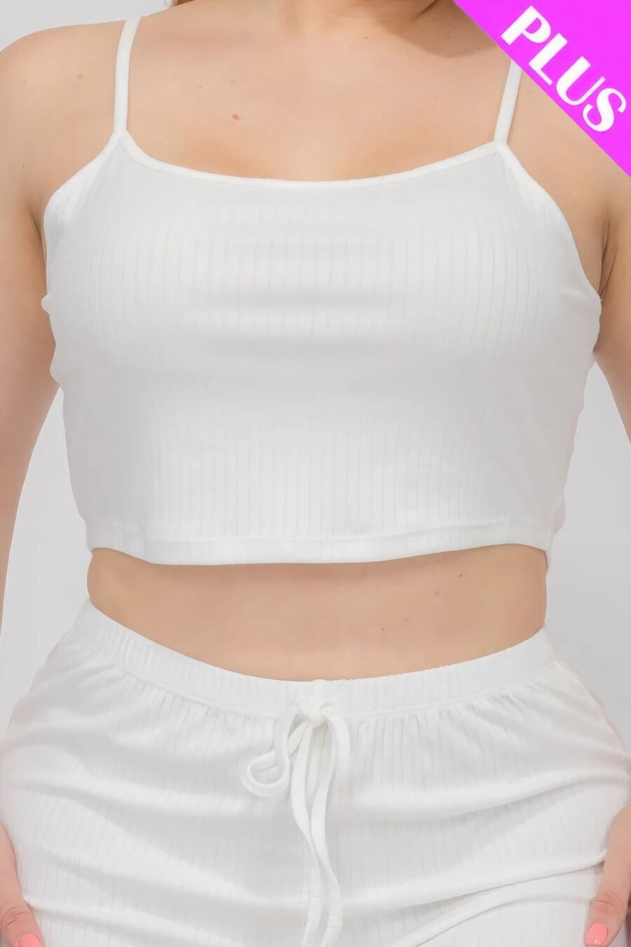 Plus size solid ribbed cami top and shorts set - image 9