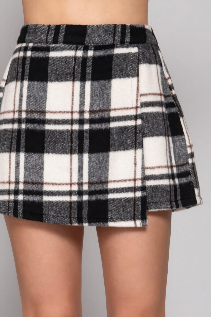 Wrap plaid jacquard skort