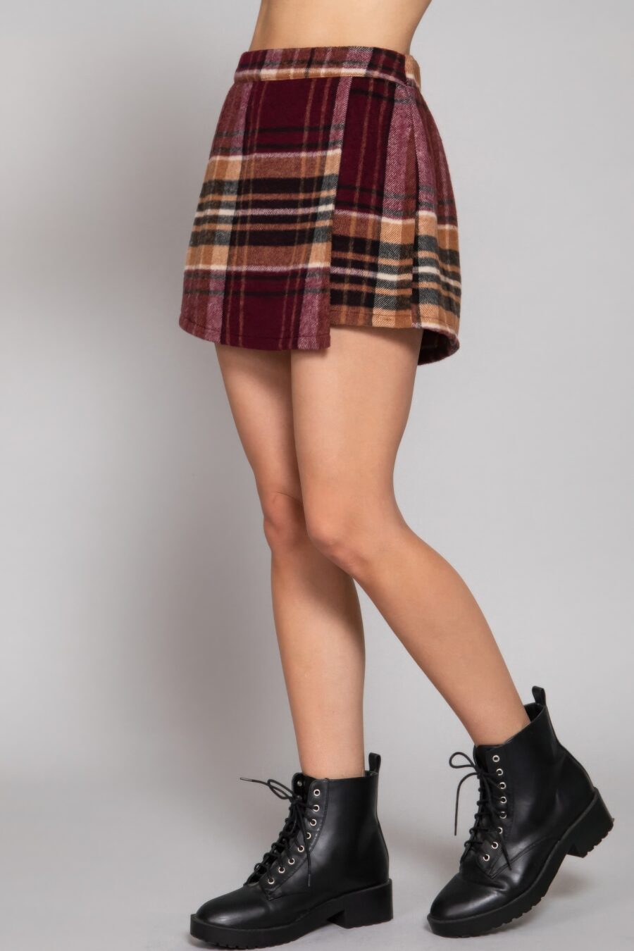 Wrap plaid jacquard skort