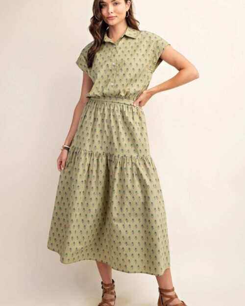 printed drop shoulder cropped shirt