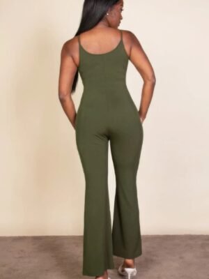 Ribbed sleeveless wide leg jumpsuit