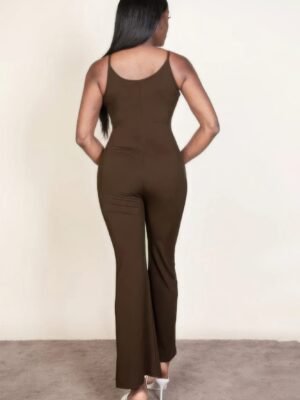 Ribbed sleeveless wide leg jumpsuit