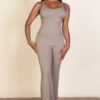 Ribbed sleeveless wide leg jumpsuit
