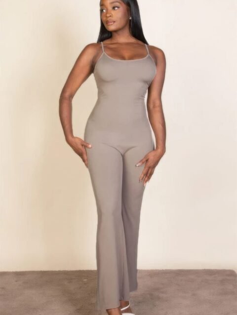 Ribbed sleeveless wide leg jumpsuit