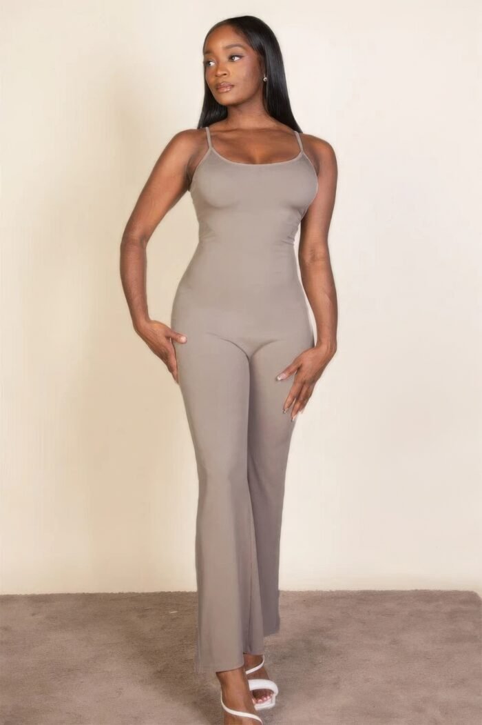 Ribbed sleeveless wide leg jumpsuit - image 1