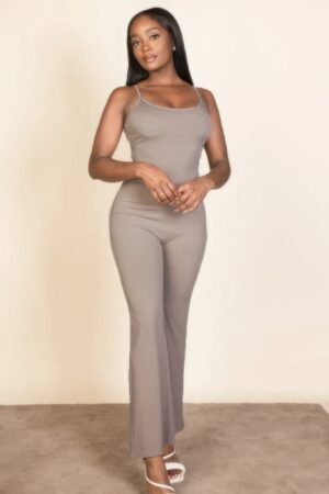 Ribbed sleeveless wide leg jumpsuit Ribbed sleeveless wide leg jumpsuit