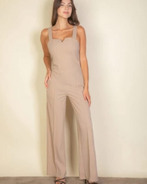 notched neck cami jumpsuit