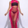 Fringe Cut Out Maxi Dress