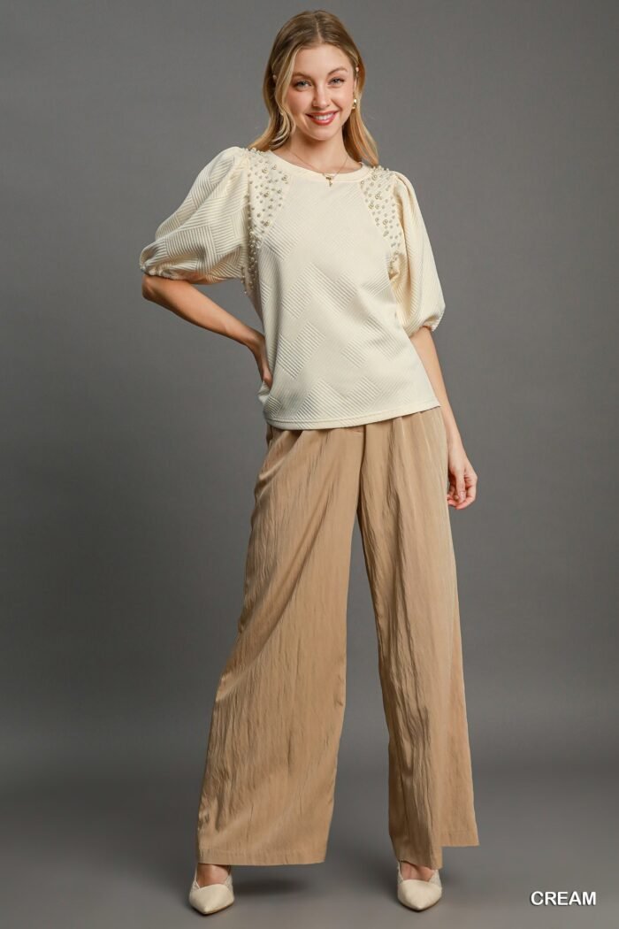 Puff sleeve knit top