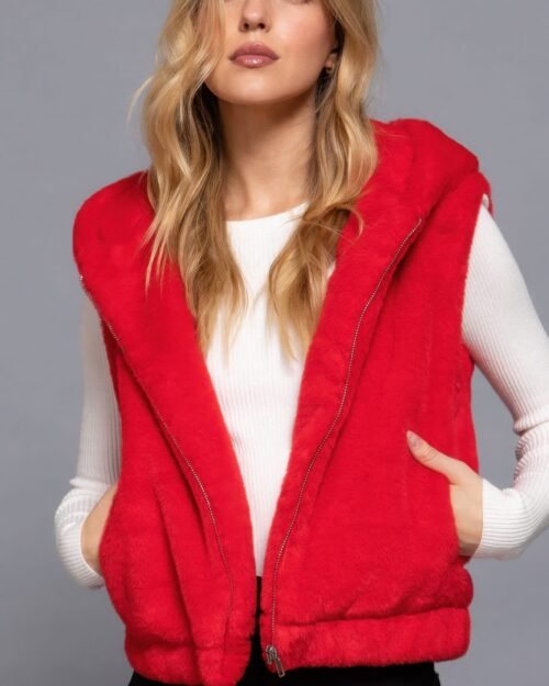 hooded faux fur vest — cozy layering in luxe style