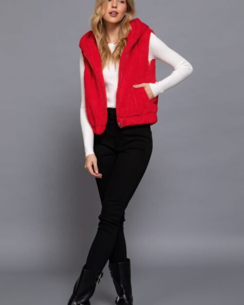 hooded faux fur vest — cozy layering in luxe style