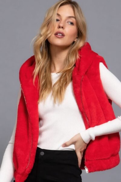 hooded faux fur vest — cozy layering in luxe style