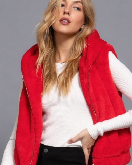 hooded faux fur vest — cozy layering in luxe style