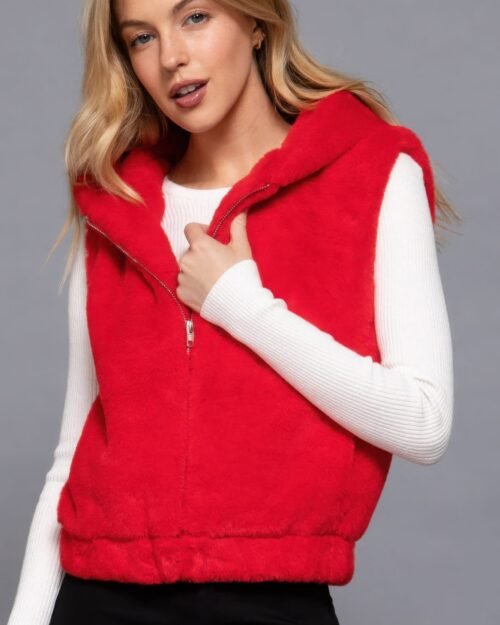 hooded faux fur vest — cozy layering in luxe style