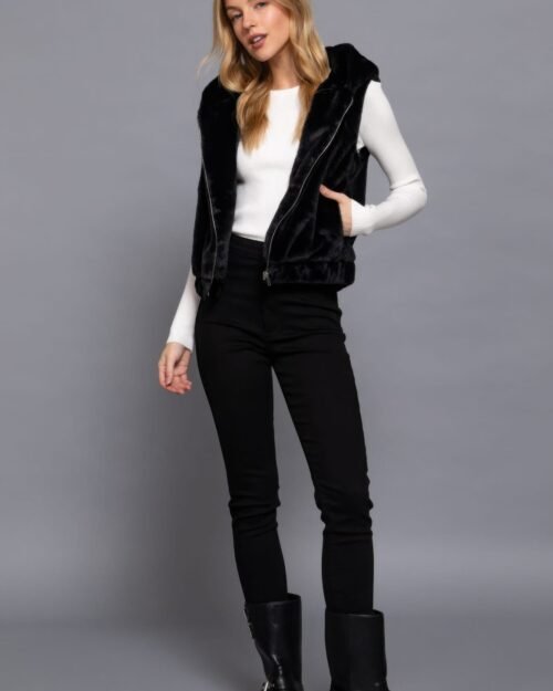 hooded faux fur vest — cozy layering in luxe style