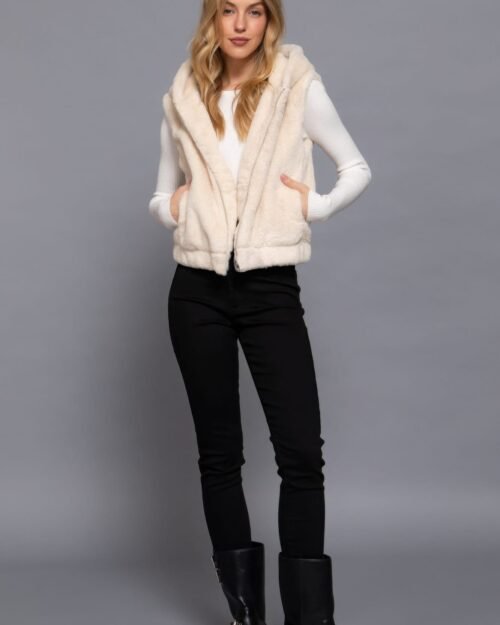 hooded faux fur vest — cozy layering in luxe style