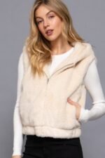 Hoodie Faux Fur Vest - Image 3