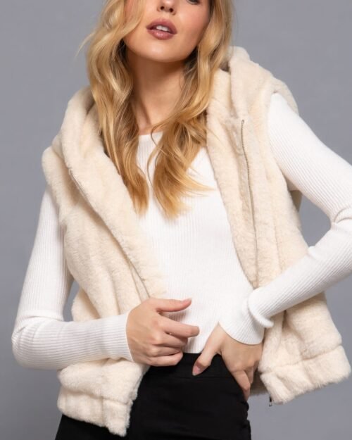 hooded faux fur vest — cozy layering in luxe style