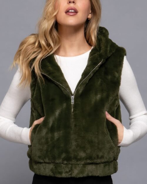 hooded faux fur vest — cozy layering in luxe style