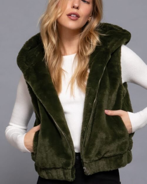 hooded faux fur vest — cozy layering in luxe style